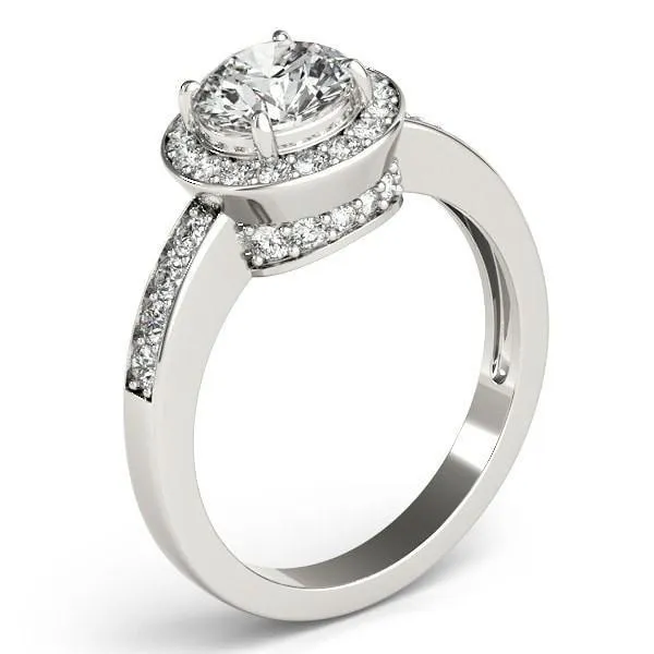 Kirsty Round Center Stone Halo 4 Prong Engagement Ring