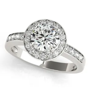 Kirsty Round Center Stone Halo 4 Prong Engagement Ring