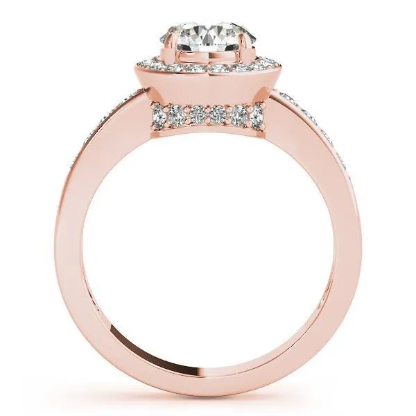 Kirsty Round Center Stone Halo 4 Prong Engagement Ring