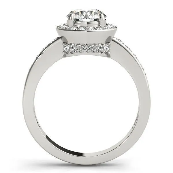 Kirsty Round Center Stone Halo 4 Prong Engagement Ring