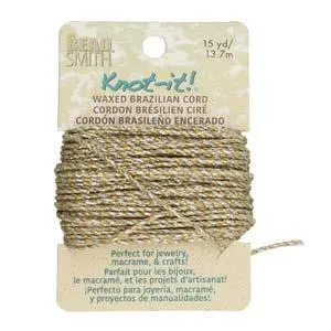Knot It Waxed Brazilian Cord 1mm Metallic Gold/Silver 15yd Card
