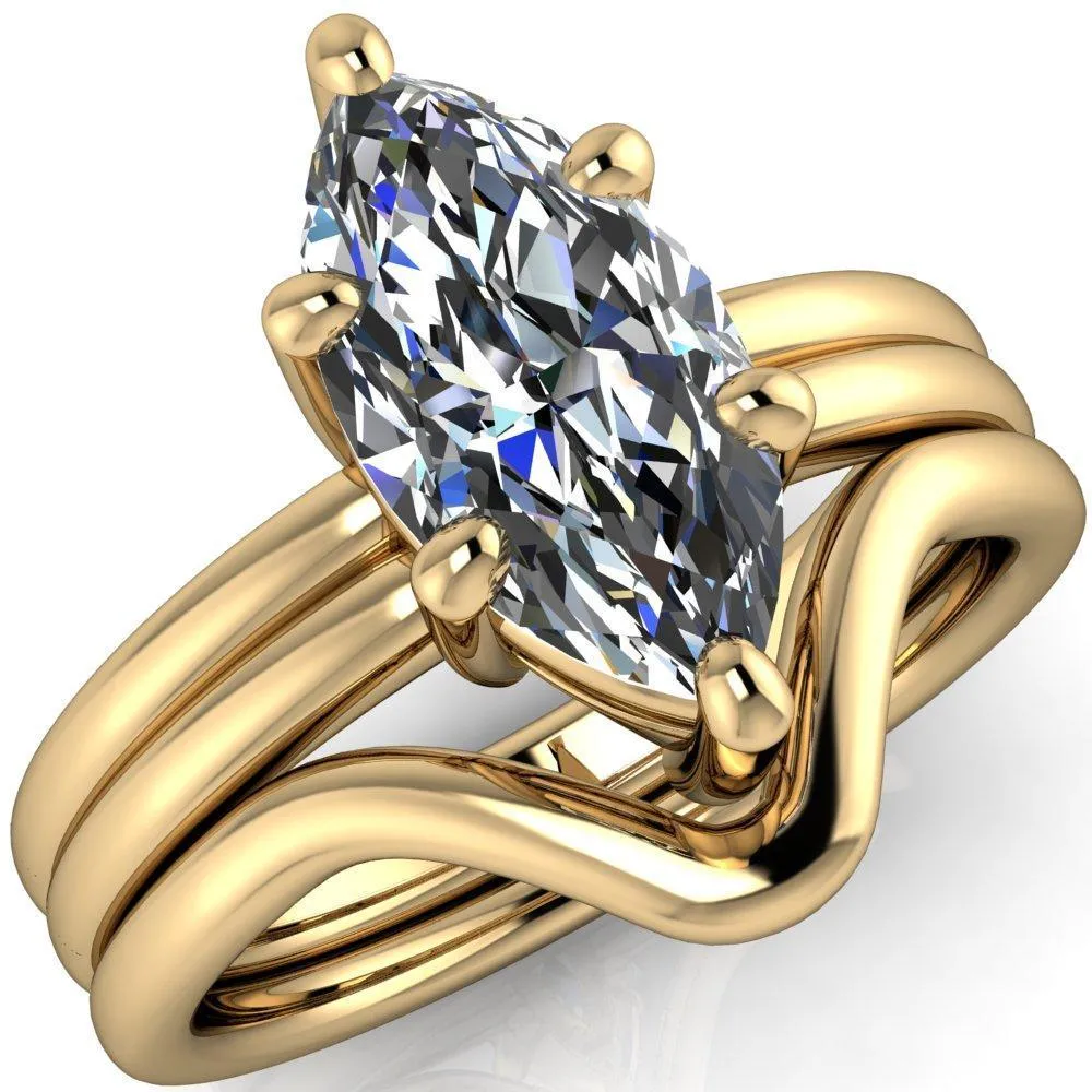 Knox Marquise Moissanite Under Bezel 6 Prong Ring