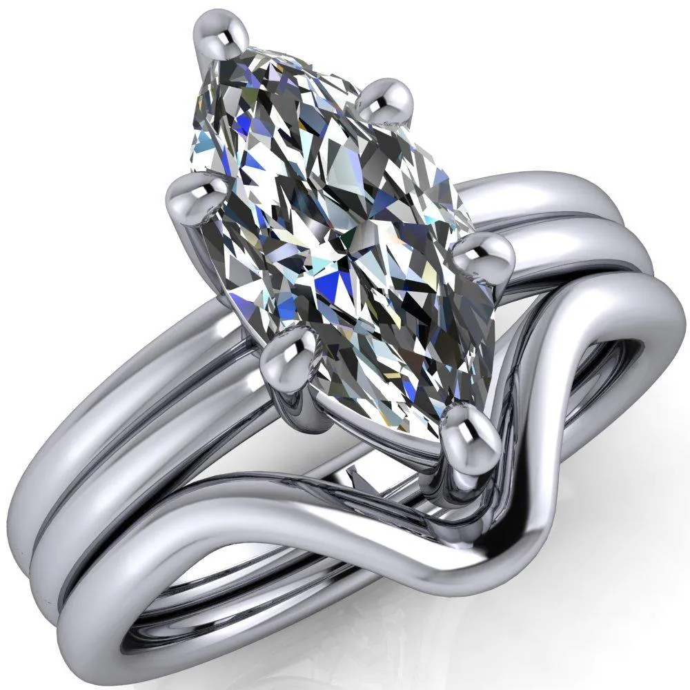 Knox Marquise Moissanite Under Bezel 6 Prong Ring