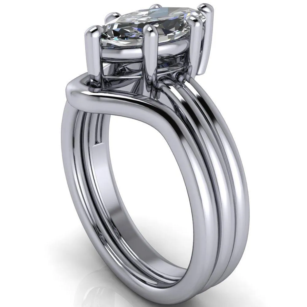 Knox Marquise Moissanite Under Bezel 6 Prong Ring