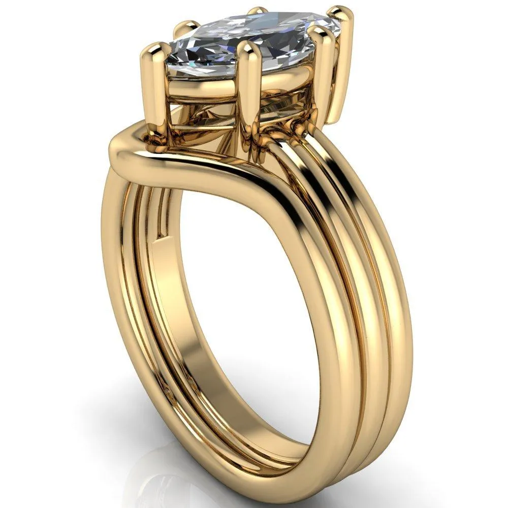 Knox Marquise Moissanite Under Bezel 6 Prong Ring