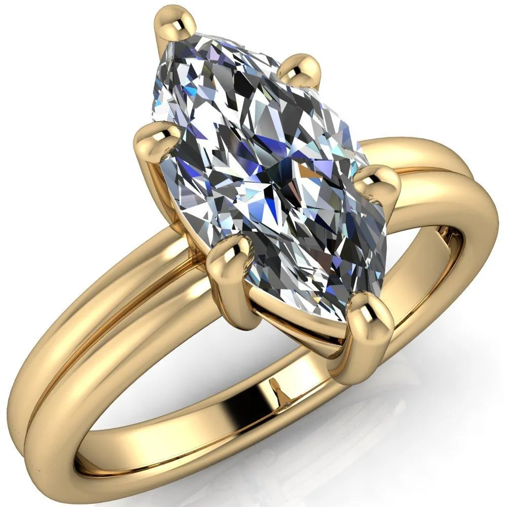 Knox Marquise Moissanite Under Bezel 6 Prong Ring