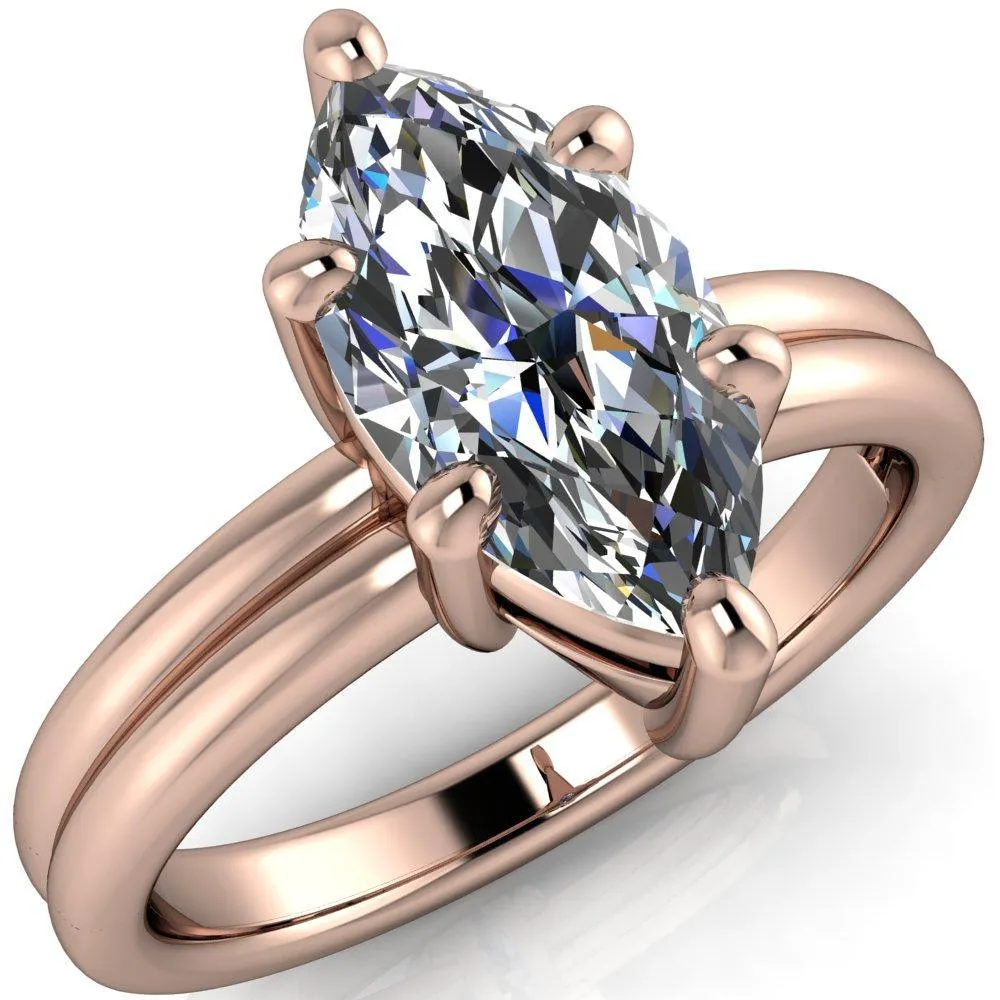 Knox Marquise Moissanite Under Bezel 6 Prong Ring