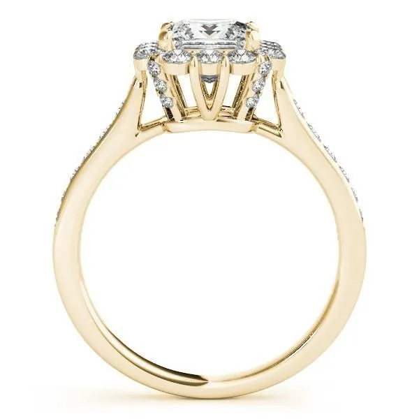 Kyle Princess/Square Moissanite Cathedral Halo Engagement Ring