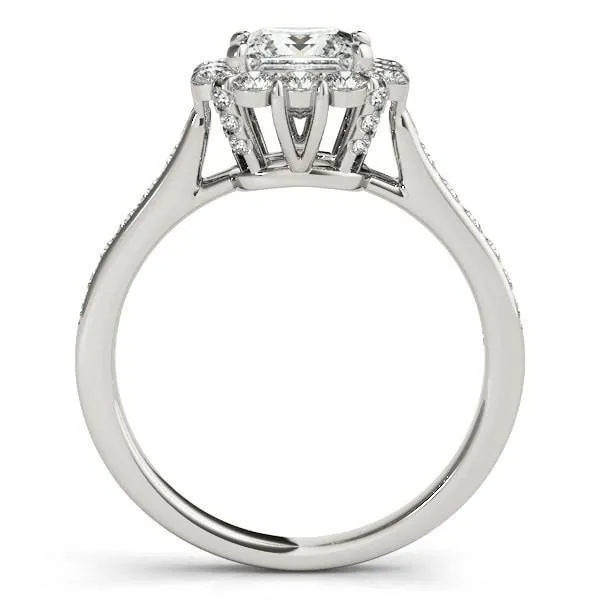Kyle Princess/Square Moissanite Cathedral Halo Engagement Ring