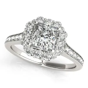 Kyle Princess/Square Moissanite Cathedral Halo Engagement Ring