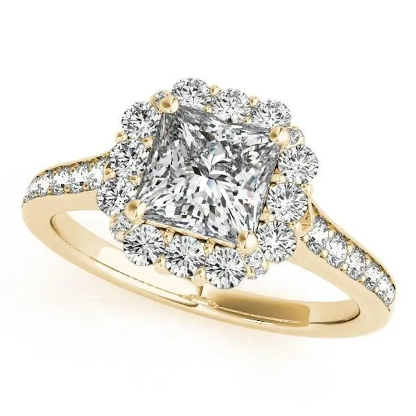 Kyle Princess/Square Moissanite Cathedral Halo Engagement Ring