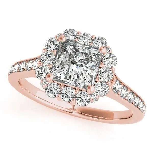 Kyle Princess/Square Moissanite Cathedral Halo Engagement Ring