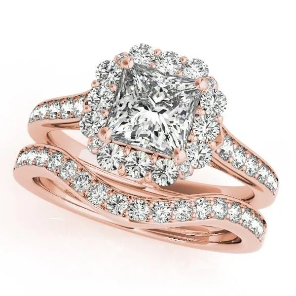 Kyle Princess/Square Moissanite Cathedral Halo Engagement Ring