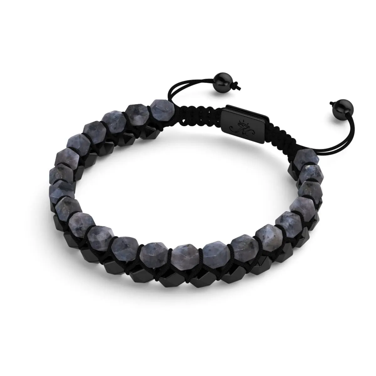 Labradorite & Black Agate | Gunmetal | Double Geom Bracelet