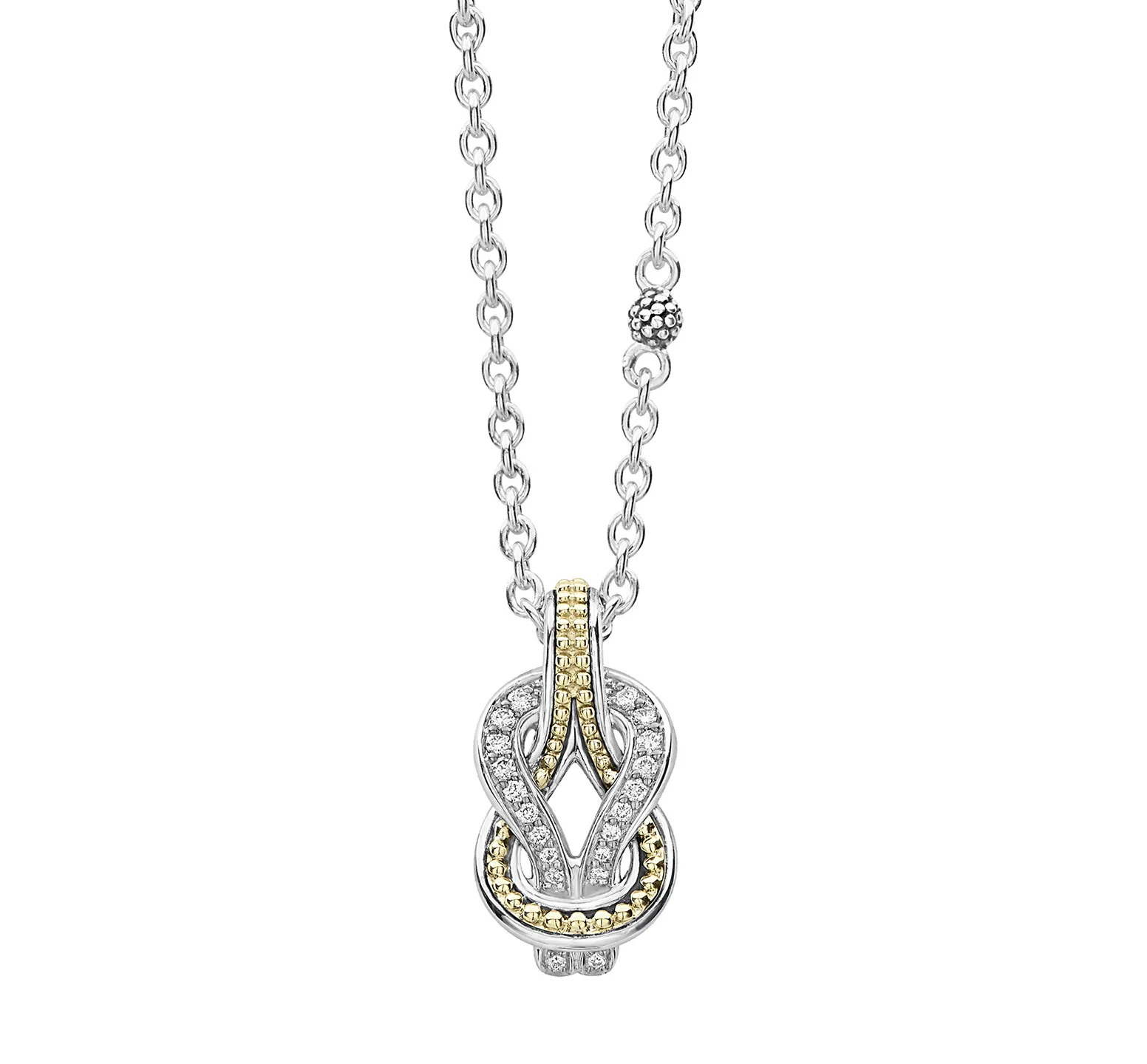 LAGOS Newport Two Tone Knot Diamond Pendant Necklace