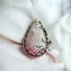 Laguna Lace Agate Solid 925 Sterling Silver Ring 8.5