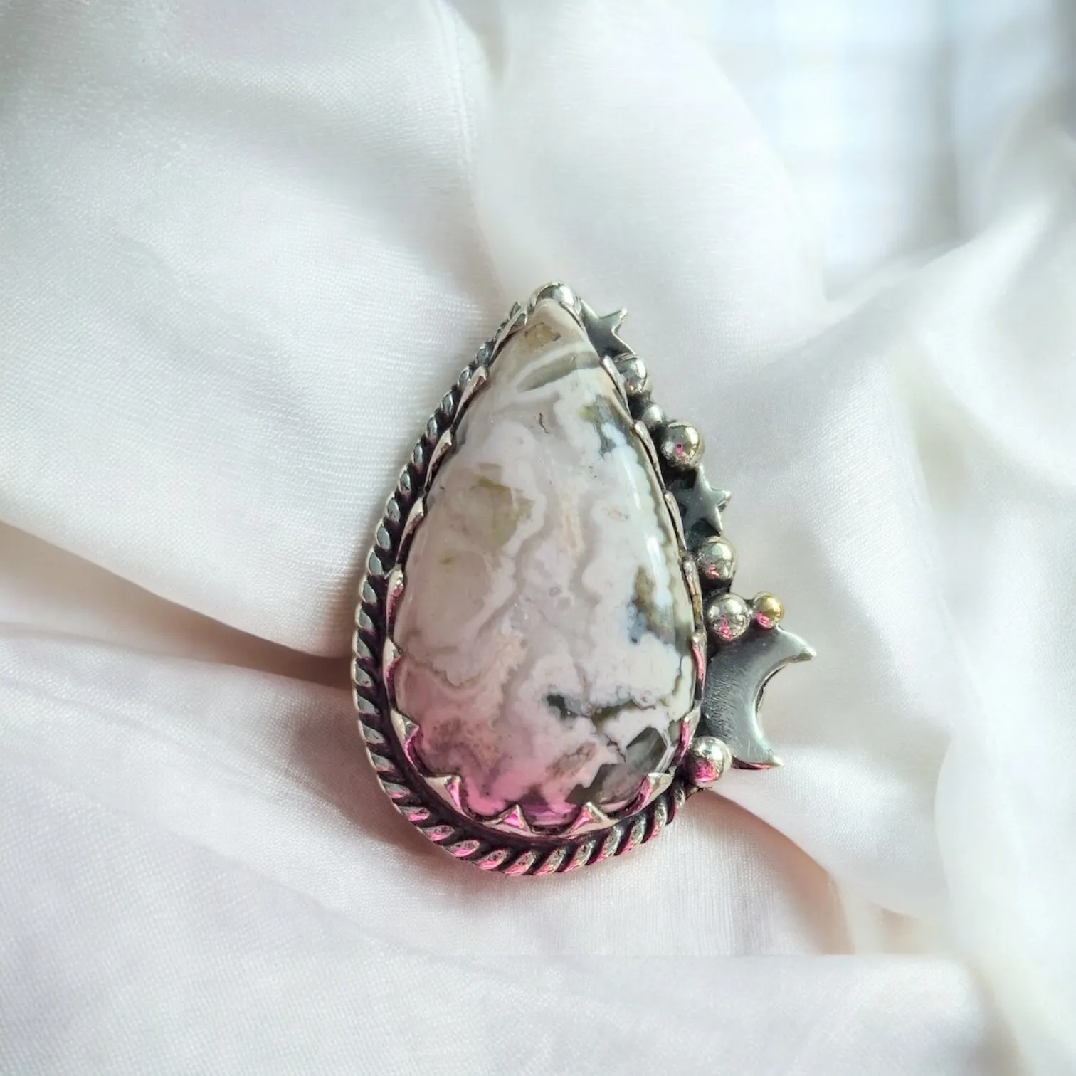 Laguna Lace Agate Solid 925 Sterling Silver Ring 8.5