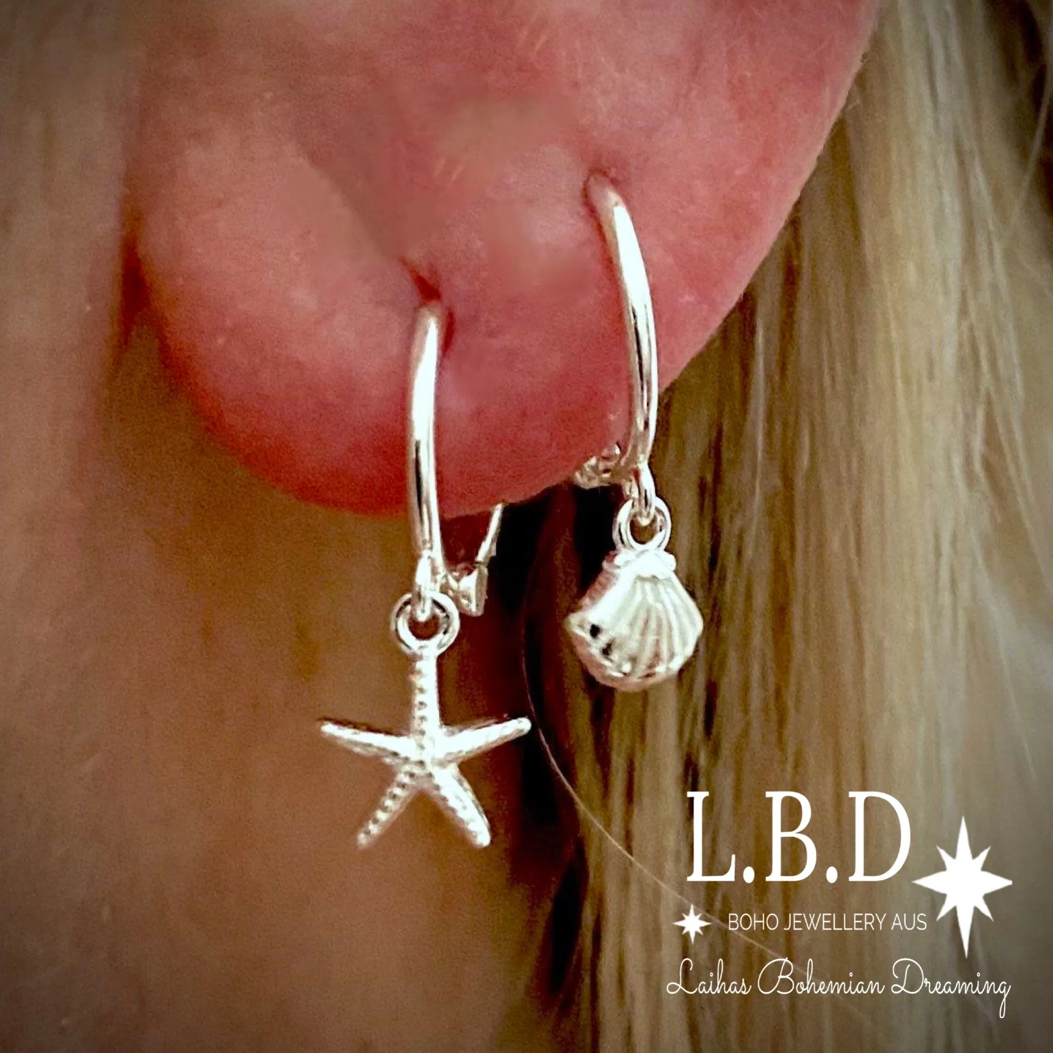 Laihas Mini Sea Shell Hoop Earrings