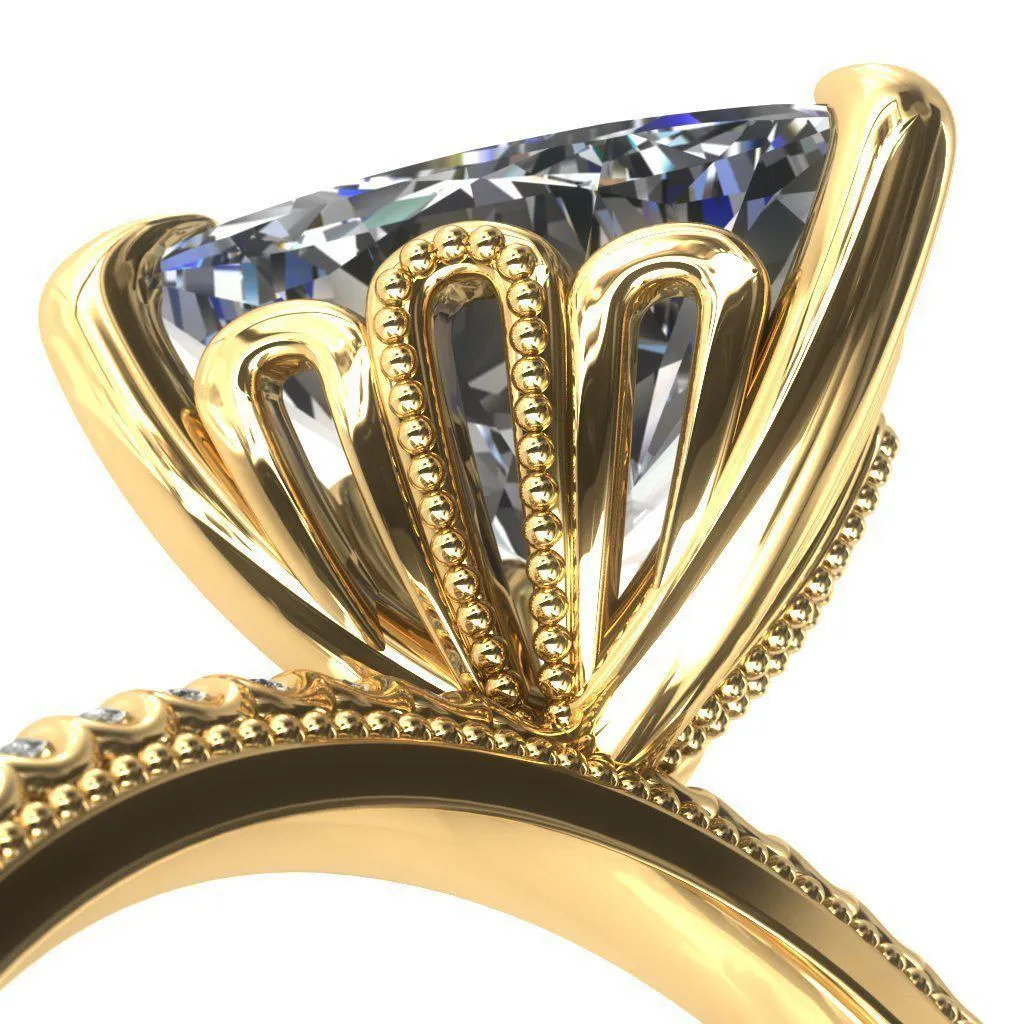 Lalique Trillion Moissanite 3 Prong Engagement Ring
