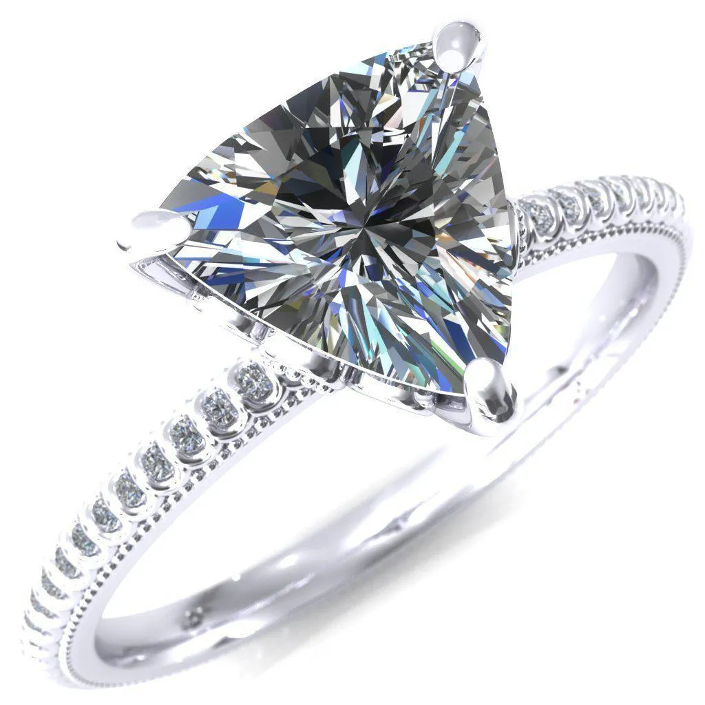 Lalique Trillion Moissanite 3 Prong Engagement Ring