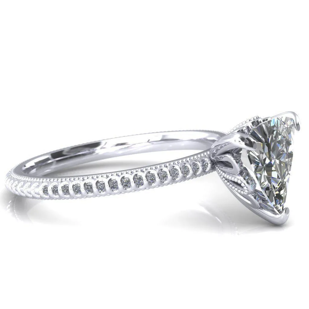 Lalique Trillion Moissanite 3 Prong Engagement Ring