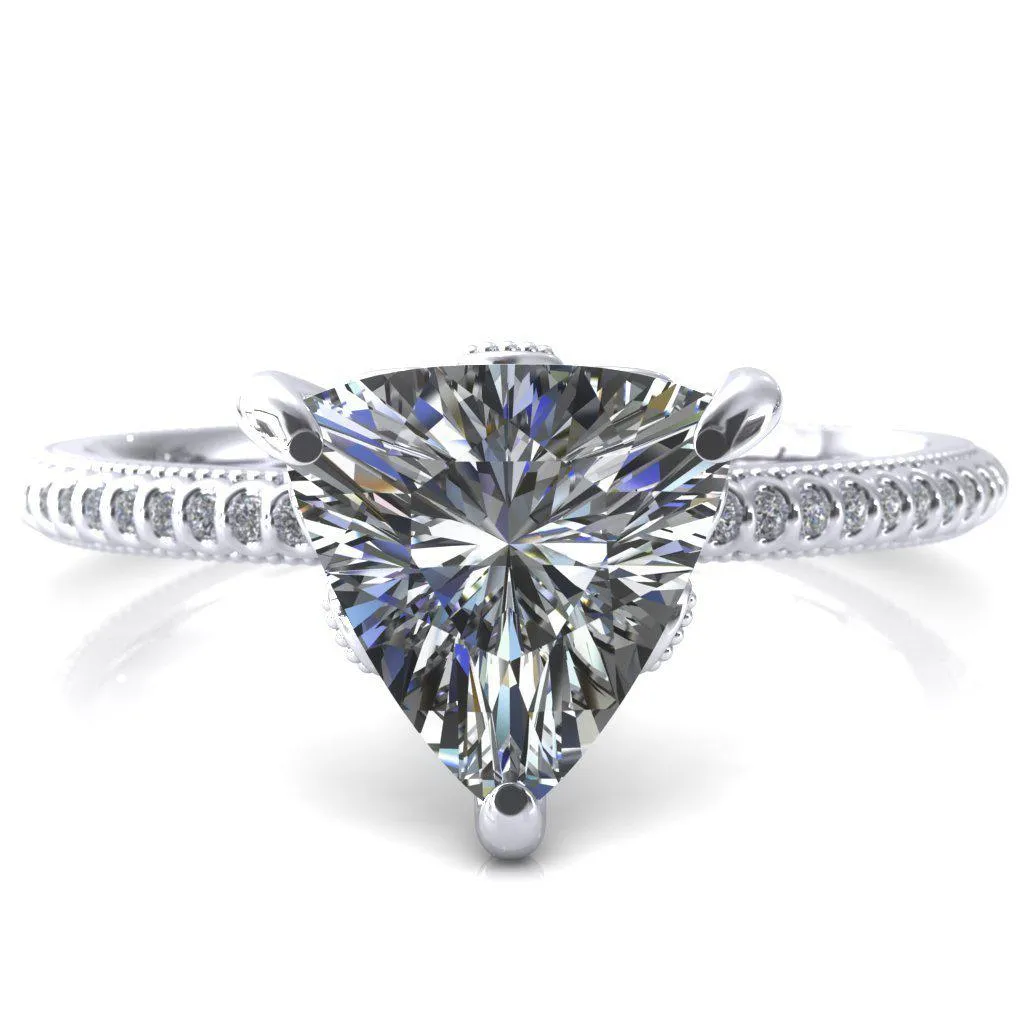 Lalique Trillion Moissanite 3 Prong Engagement Ring