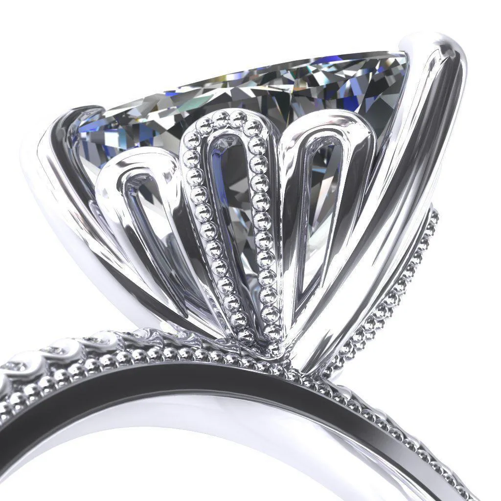 Lalique Trillion Moissanite 3 Prong Engagement Ring