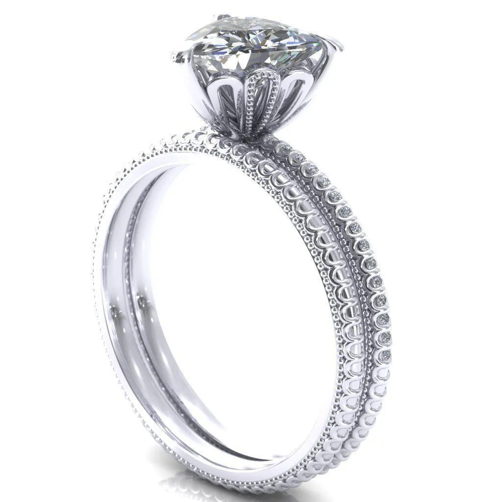 Lalique Trillion Moissanite 3 Prong Engagement Ring