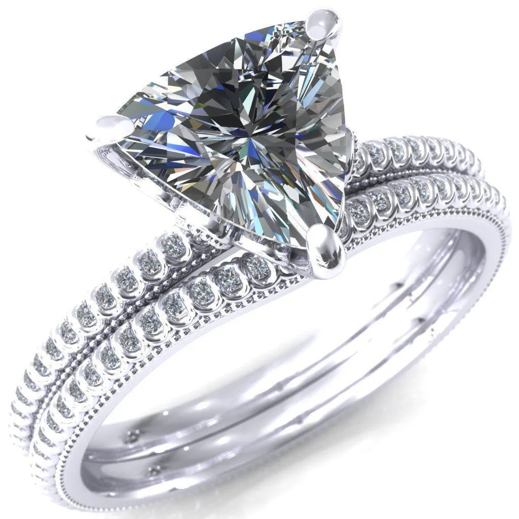 Lalique Trillion Moissanite 3 Prong Engagement Ring