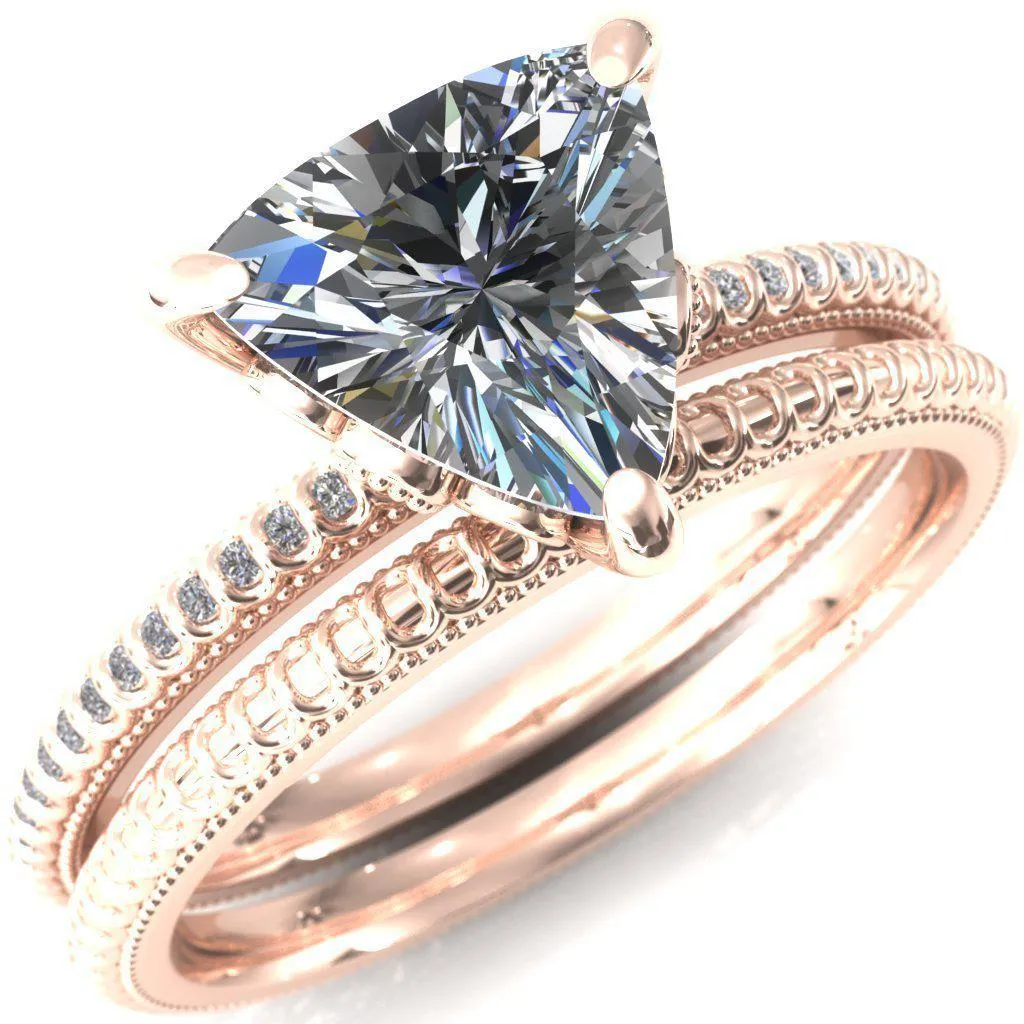 Lalique Trillion Moissanite 3 Prong Engagement Ring