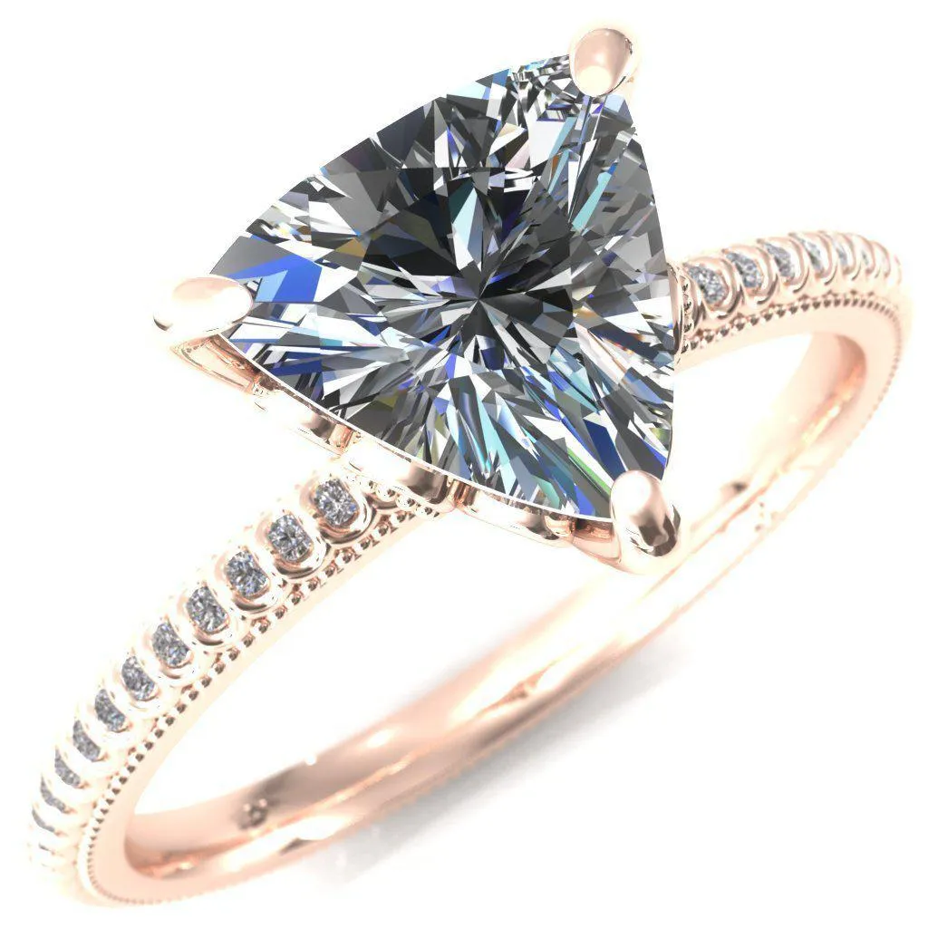 Lalique Trillion Moissanite 3 Prong Engagement Ring