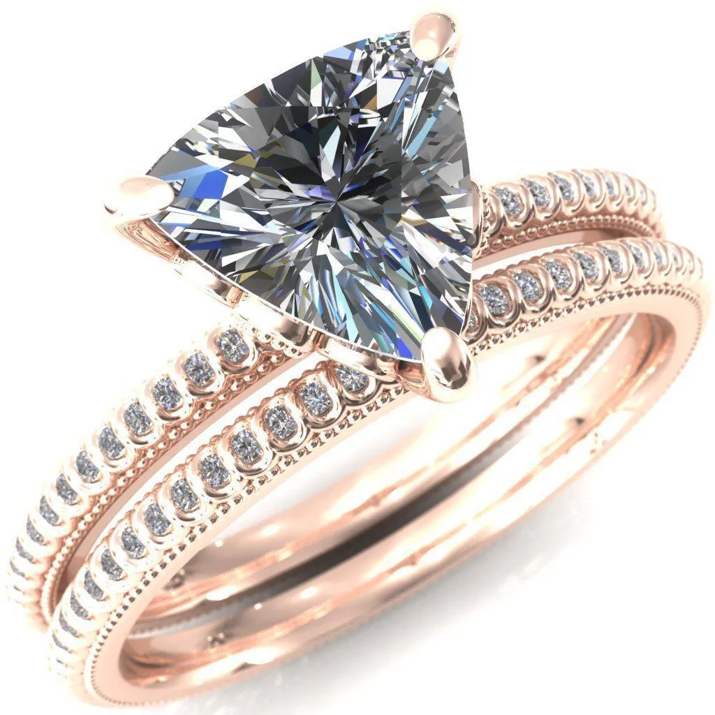 Lalique Trillion Moissanite 3 Prong Engagement Ring