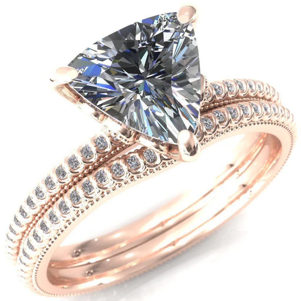 Lalique Trillion Moissanite 3 Prong Engagement Ring