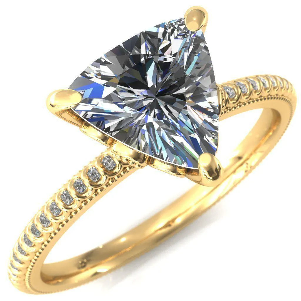 Lalique Trillion Moissanite 3 Prong Engagement Ring