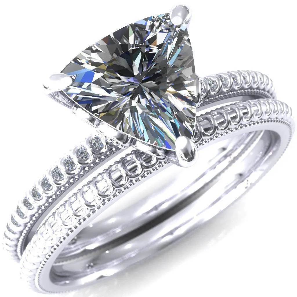 Lalique Trillion Moissanite 3 Prong Engagement Ring