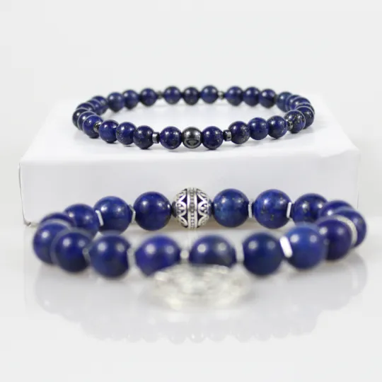 Lapis Lazuli Constellation Bead Bracelet Set