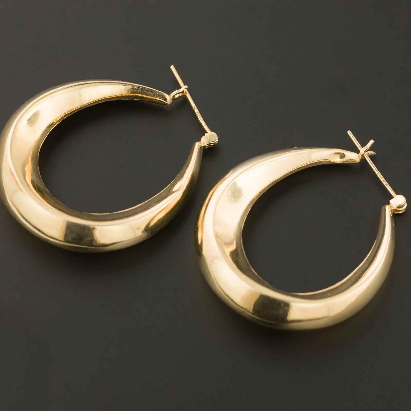 Large 14k Gold Hoop Earrings | Vintage 14k Gold Earrings