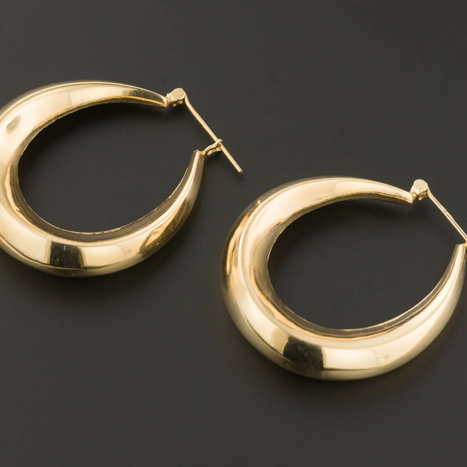 Large 14k Gold Hoop Earrings | Vintage 14k Gold Earrings
