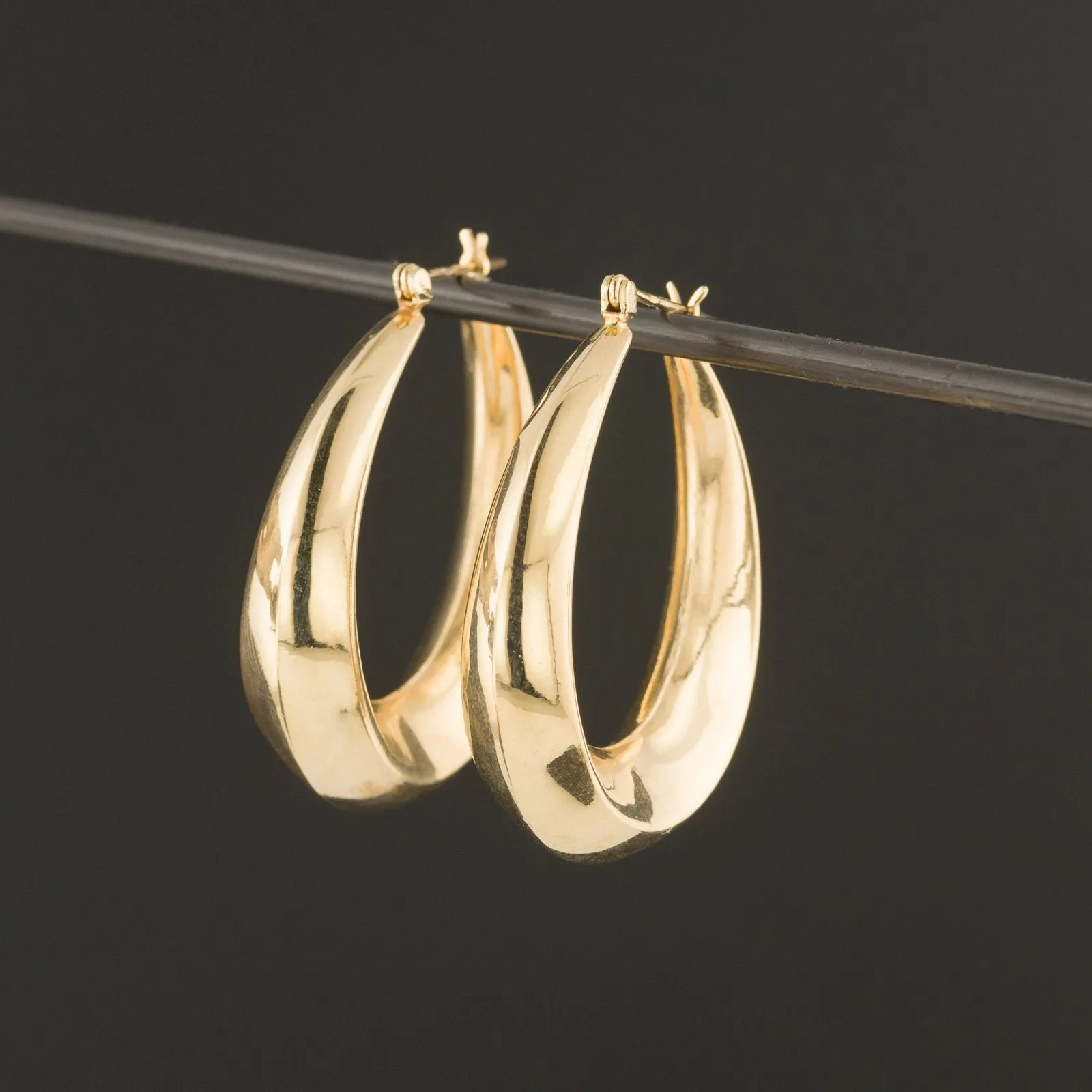 Large 14k Gold Hoop Earrings | Vintage 14k Gold Earrings
