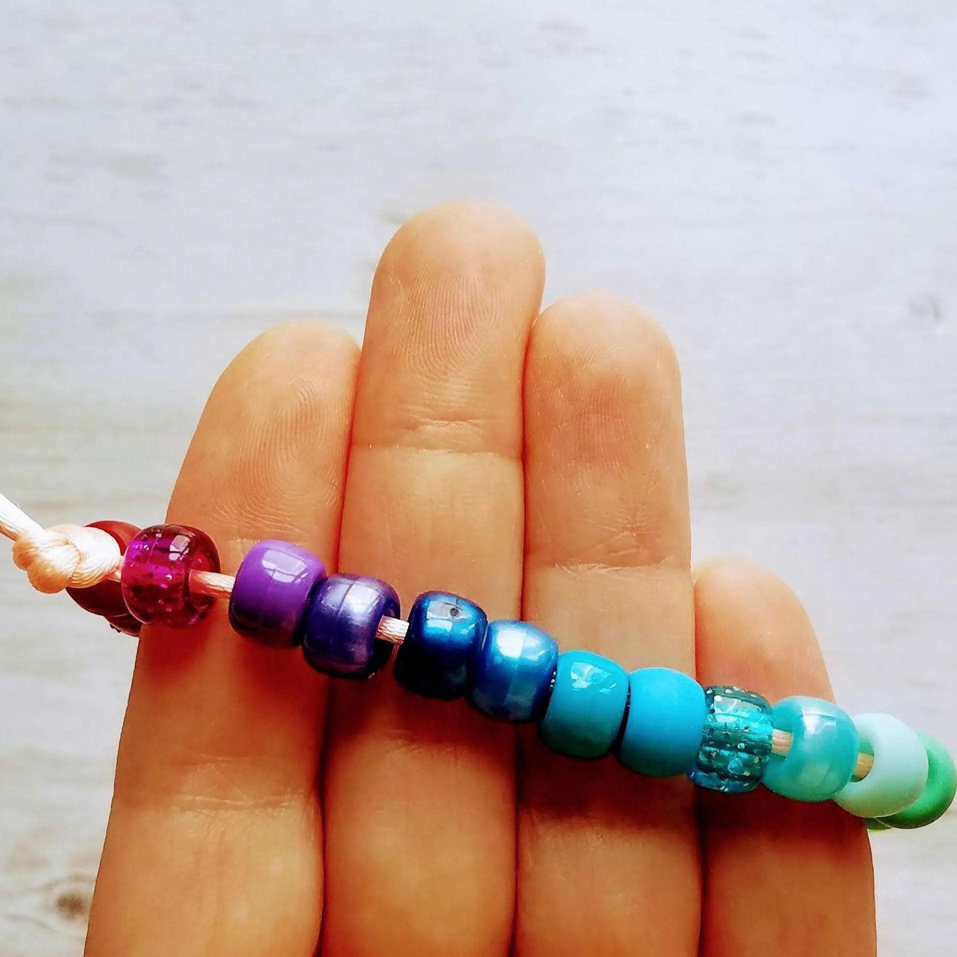 Large Bead Tie On Bracelet, big bead bracelet, chunky bead bracelet, cord bracelet, colorful bead bracelet, acrylic beads, faux glass beads