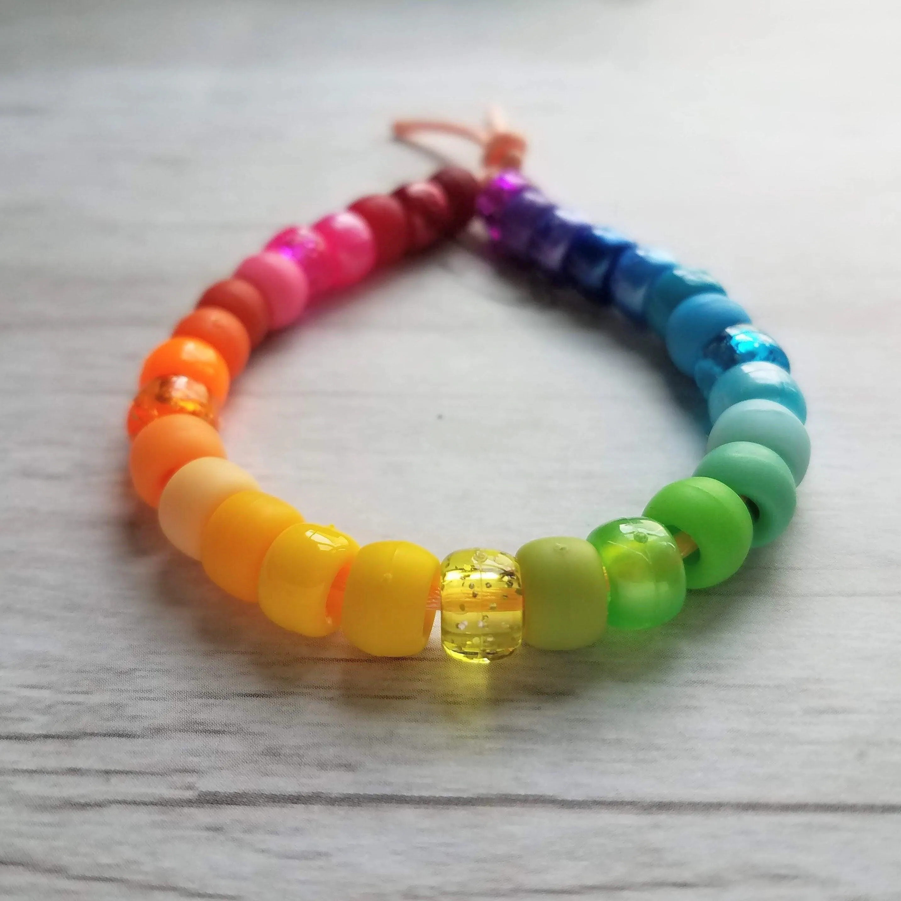 Large Bead Tie On Bracelet, big bead bracelet, chunky bead bracelet, cord bracelet, colorful bead bracelet, acrylic beads, faux glass beads
