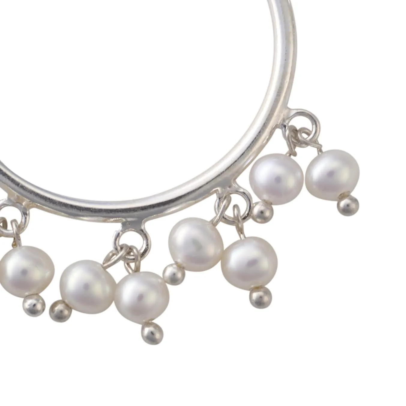 Large Hoop earrings with hanging pearls