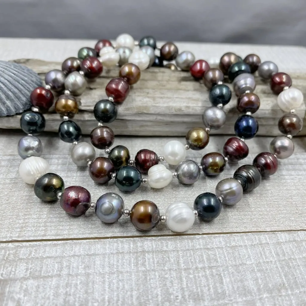 Large Multicolored Fresh Water Pearl Opera Necklace