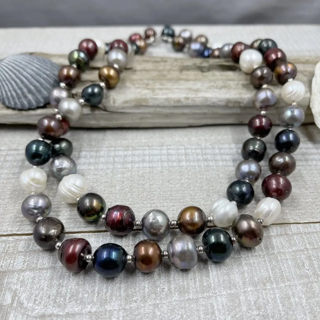 Large Multicolored Fresh Water Pearl Opera Necklace
