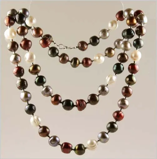 Large Multicolored Fresh Water Pearl Opera Necklace