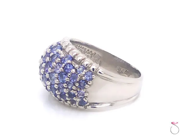 Large Tanzanite Dome Ring in Platinum, Beautiful 2.00 ct. Tanzanite Ring. Size 9