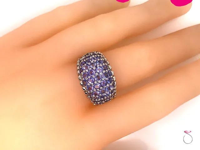 Large Tanzanite Dome Ring in Platinum, Beautiful 2.00 ct. Tanzanite Ring. Size 9