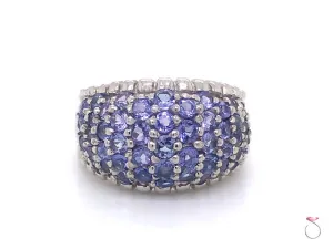 Large Tanzanite Dome Ring in Platinum, Beautiful 2.00 ct. Tanzanite Ring. Size 9