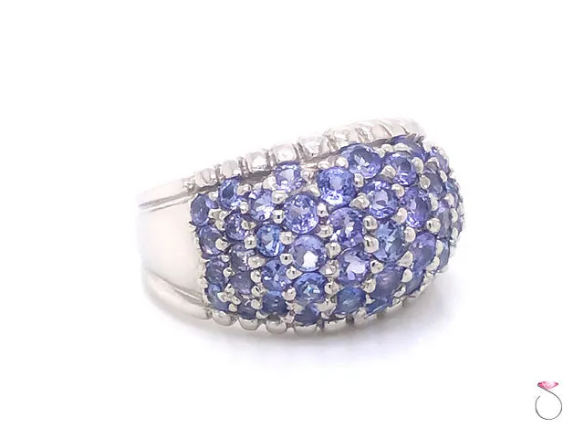 Large Tanzanite Dome Ring in Platinum, Beautiful 2.00 ct. Tanzanite Ring. Size 9