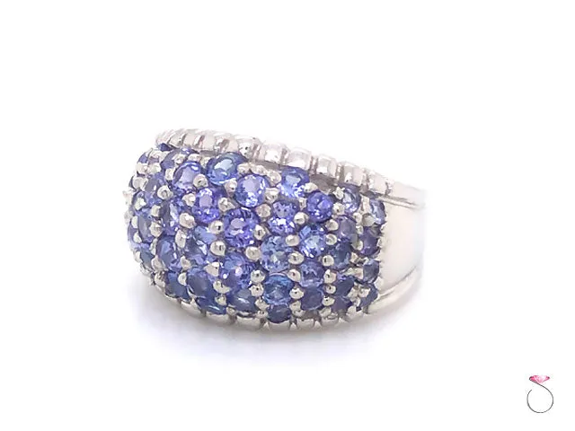 Large Tanzanite Dome Ring in Platinum, Beautiful 2.00 ct. Tanzanite Ring. Size 9